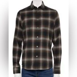 Apt 9 Men’s Standard Fit Premier Flex Flannel Shirt, Small, Brown, NWT